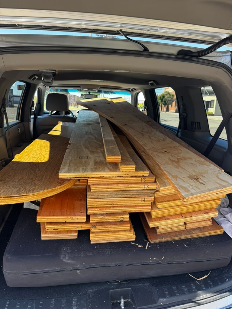 Wood materials loaded into a car